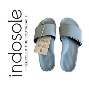 Women’s Indosole Slides Sandals Recycled Tire Soles Gray Granite Yoga Beach NWT